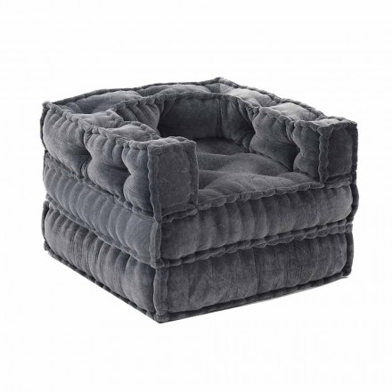 Fauteuil Chaise Longue Design Ethnique en Velours Gris ou Bleu - Fibre Viadurini