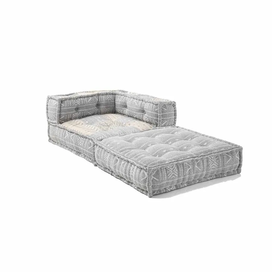 Fauteuil Chaise Longue en Coton Patchwork pour Salon Design Ethnique - Fibre Viadurini