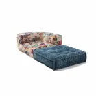 Fauteuil Chaise Longue en Coton Patchwork pour Salon Design Ethnique - Fibre Viadurini