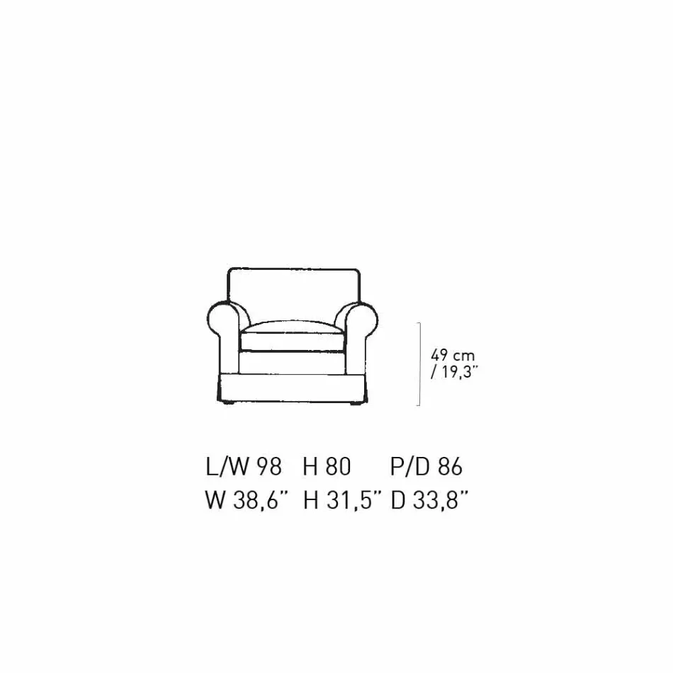 Fauteuil de salon classique rembourré en tissu Made in Italy - Andromeda Viadurini