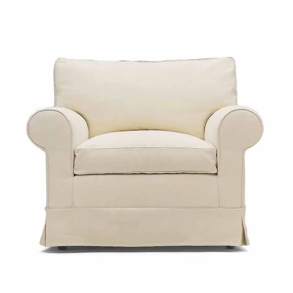 Fauteuil de salon classique rembourré en tissu Made in Italy - Andromeda Viadurini