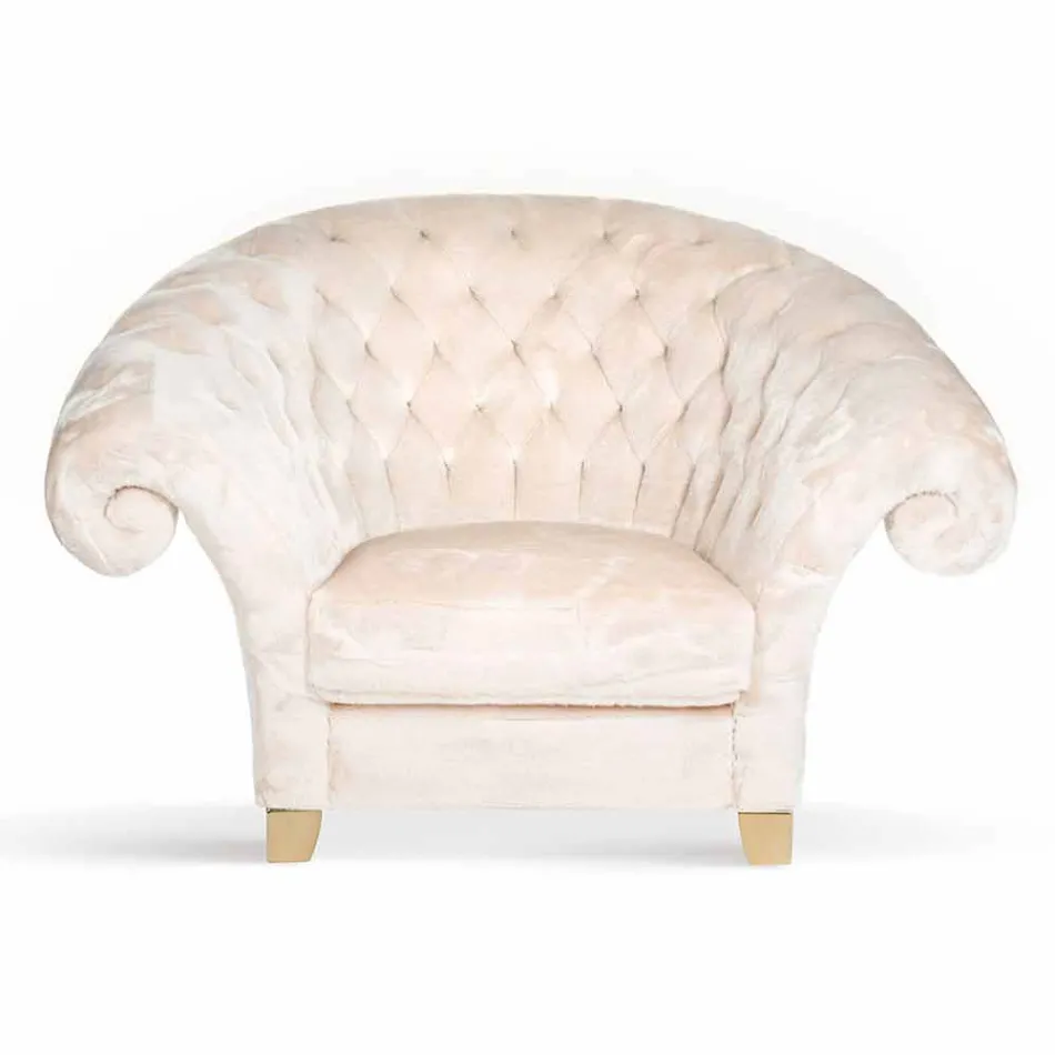 Fauteuil usiné matelassée en fausse fourrure Balma Viadurini