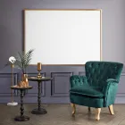 Fauteuil Classique en Bois et Assise Rembourrée en Coton Matelassé - Monny Viadurini