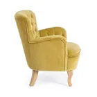Fauteuil Classique en Bois et Assise Rembourrée en Coton Matelassé - Monny Viadurini