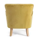 Fauteuil Classique en Bois et Assise Rembourrée en Coton Matelassé - Monny Viadurini