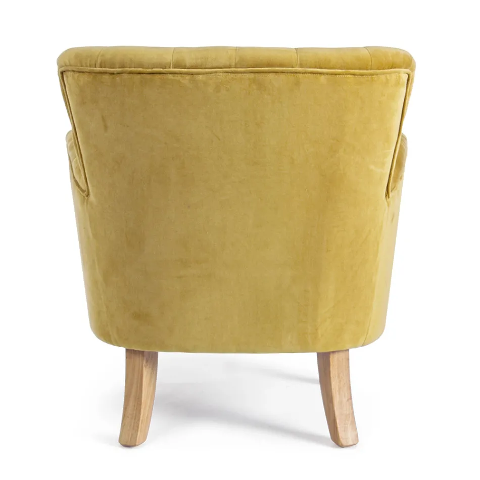 Fauteuil Classique en Bois et Assise Rembourrée en Coton Matelassé - Monny Viadurini