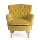 Fauteuil Classique en Bois et Assise Rembourrée en Coton Matelassé - Monny Viadurini