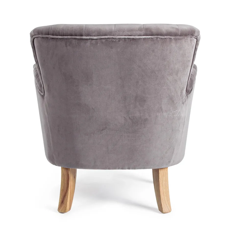 Fauteuil Classique en Bois et Assise Rembourrée en Coton Matelassé - Monny Viadurini