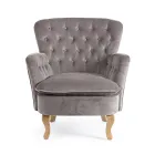 Fauteuil Classique en Bois et Assise Rembourrée en Coton Matelassé - Monny Viadurini