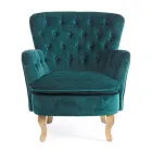 Fauteuil Classique en Bois et Assise Rembourrée en Coton Matelassé - Monny Viadurini