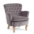 Fauteuil Classique en Bois et Assise Rembourrée en Coton Matelassé - Monny
