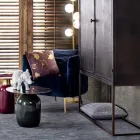 Fauteuil Classique en Bois Rembourré Effet Velours Homemotion - Nichy Viadurini