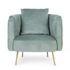 Fauteuil Classique en Bois Rembourré Effet Velours Homemotion - Nichy Viadurini