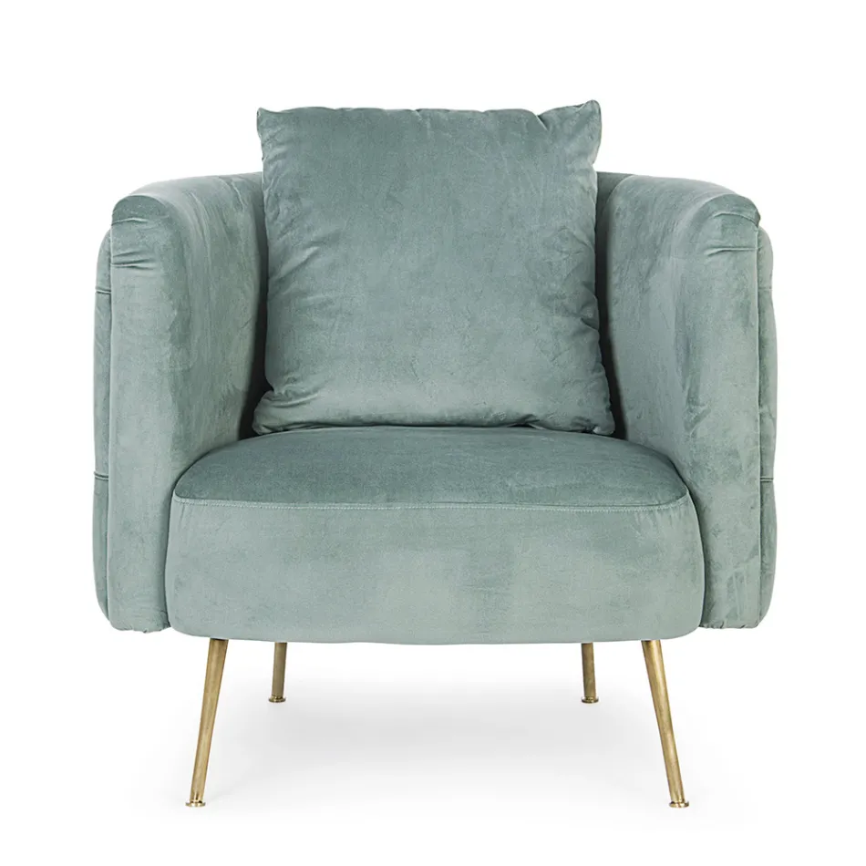 Fauteuil Classique en Bois Rembourré Effet Velours Homemotion - Nichy Viadurini