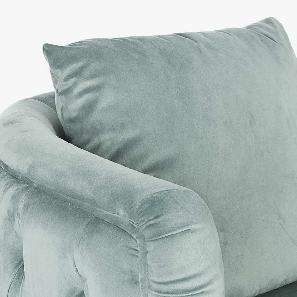 Fauteuil Classique en Bois Rembourré Effet Velours Homemotion - Nichy Viadurini