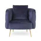 Fauteuil Classique en Bois Rembourré Effet Velours Homemotion - Nichy Viadurini