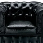 Fauteuil Classique Recouvert de Cuir avec Pieds en Bois Fabriqué en Italie - Idra Viadurini