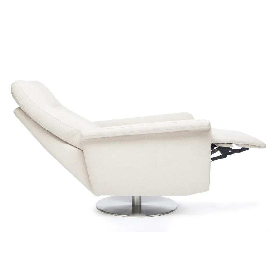 Fauteuil avec base pivotante en acier et repose-pieds Made in Italy - Valentina Viadurini