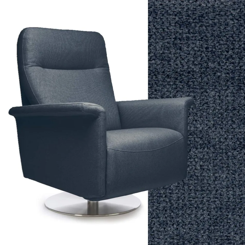 Fauteuil avec base pivotante en acier et repose-pieds Made in Italy - Valentina Viadurini