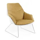 Fauteuil avec base en métal, structure en polypropylène et coussins en tissu - Tablette Viadurini