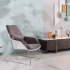 Fauteuil avec base en métal, structure en polypropylène et coussins en tissu - Tablette Viadurini