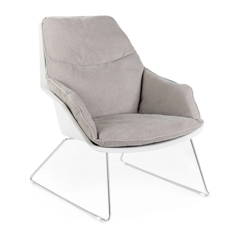 Fauteuil avec base en métal, structure en polypropylène et coussins en tissu - Tablette Viadurini