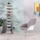 Fauteuil avec base en métal, structure en polypropylène et coussins en tissu - Tablette Viadurini