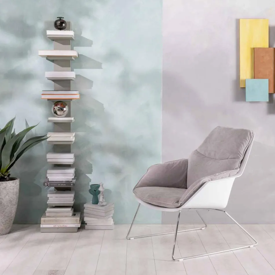 Fauteuil avec base en métal, structure en polypropylène et coussins en tissu - Tablette Viadurini