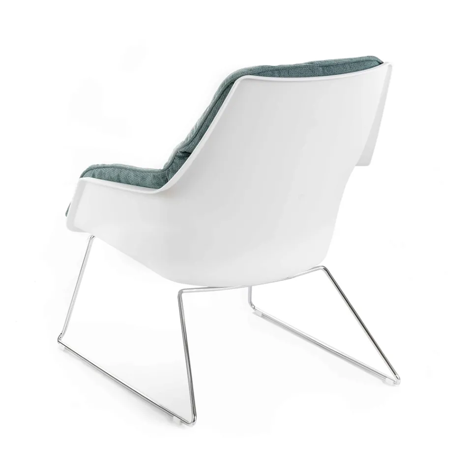 Fauteuil avec base en métal, structure en polypropylène et coussins en tissu - Tablette Viadurini