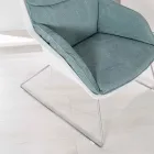Fauteuil avec base en métal, structure en polypropylène et coussins en tissu - Tablette Viadurini