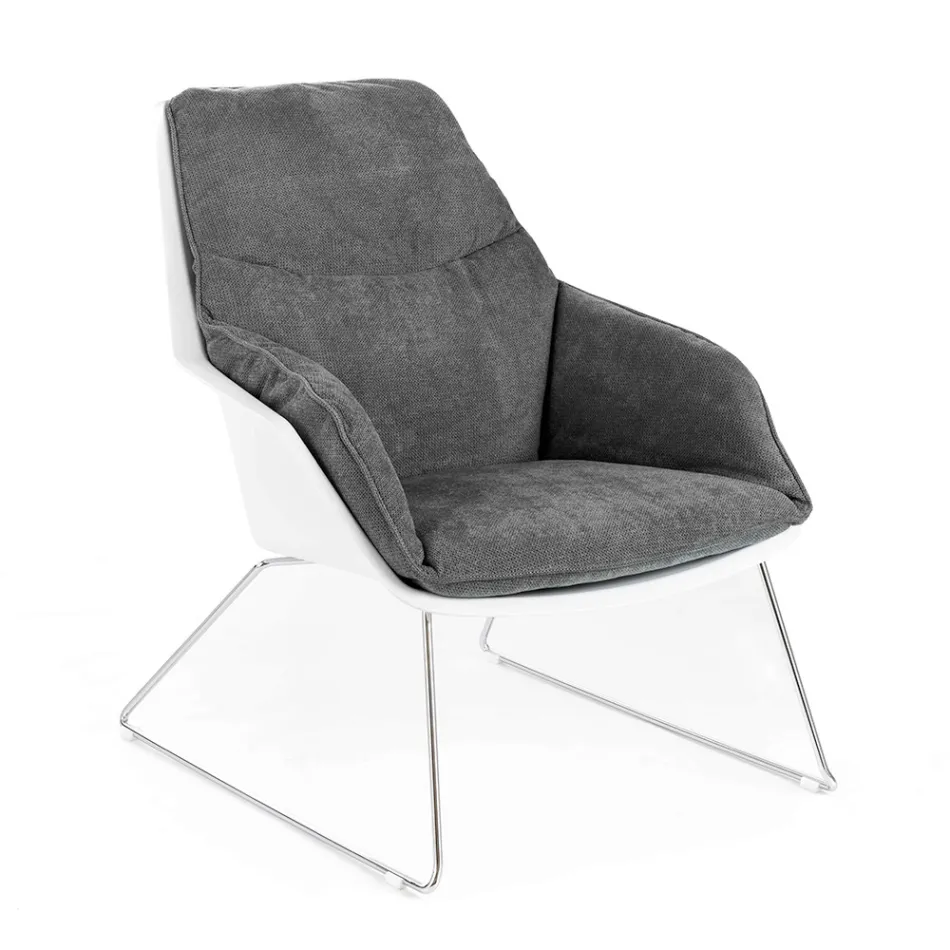 Fauteuil avec base en métal, structure en polypropylène et coussins en tissu - Tablette Viadurini
