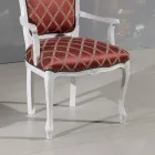 Fauteuil avec accoudoirs et structure en bois laqué blanc fabriqué en Italie - Chat Viadurini