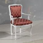 Fauteuil avec accoudoirs et structure en bois laqué blanc fabriqué en Italie - Chat Viadurini