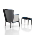 Fauteuil avec Pouf en Tissu Patchwork - Bromo Viadurini