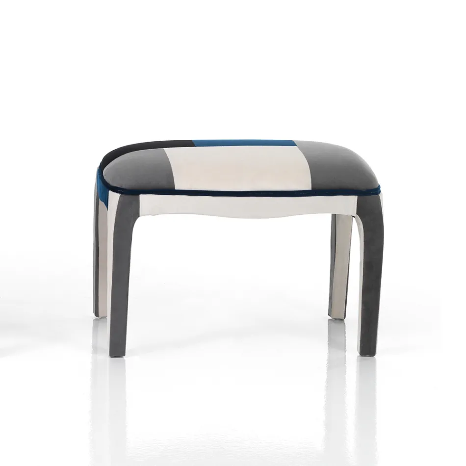 Fauteuil avec Pouf en Tissu Patchwork - Bromo Viadurini