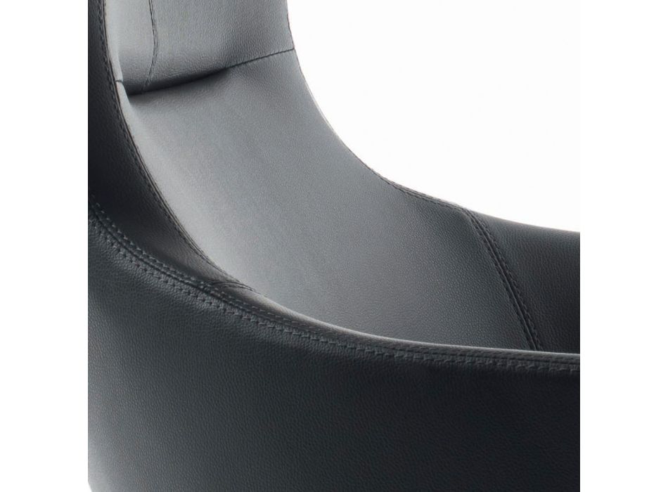 Fauteuil avec structure en acier et assise en éco-cuir graphite fabriqué en Italie - Reggio Viadurini