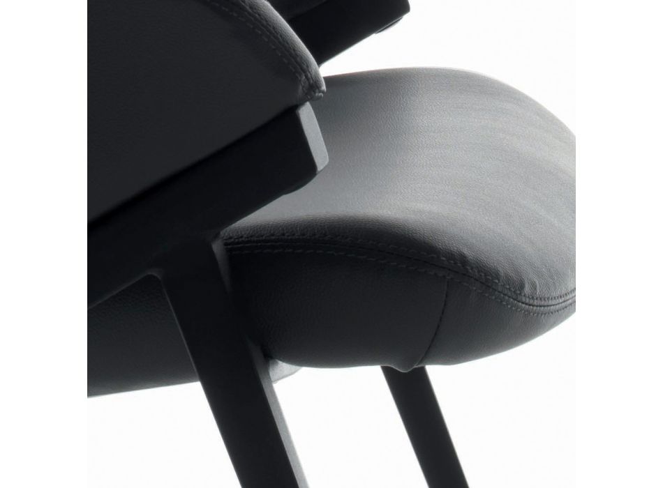 Fauteuil avec structure en acier et assise en éco-cuir graphite fabriqué en Italie - Reggio Viadurini