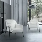 Fauteuil avec structure en acier noir et assise en éco-cuir fabriqué en Italie - Modena Viadurini