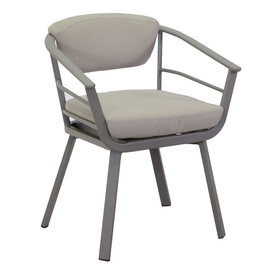 Fauteuil d'extérieur avec structure en aluminium gris tourterelle - Righello Viadurini