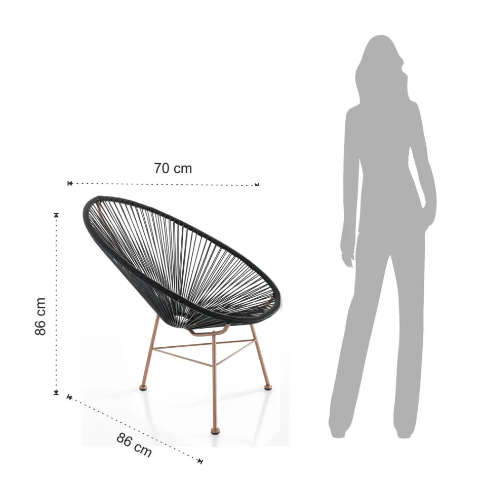 Fauteuil d'extérieur et d'intérieur en métal et polyrotin - Erbium Viadurini