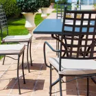 Fauteuil d'extérieur empilable en métal fabriqué en Italie, 4 pièces - Pira Viadurini