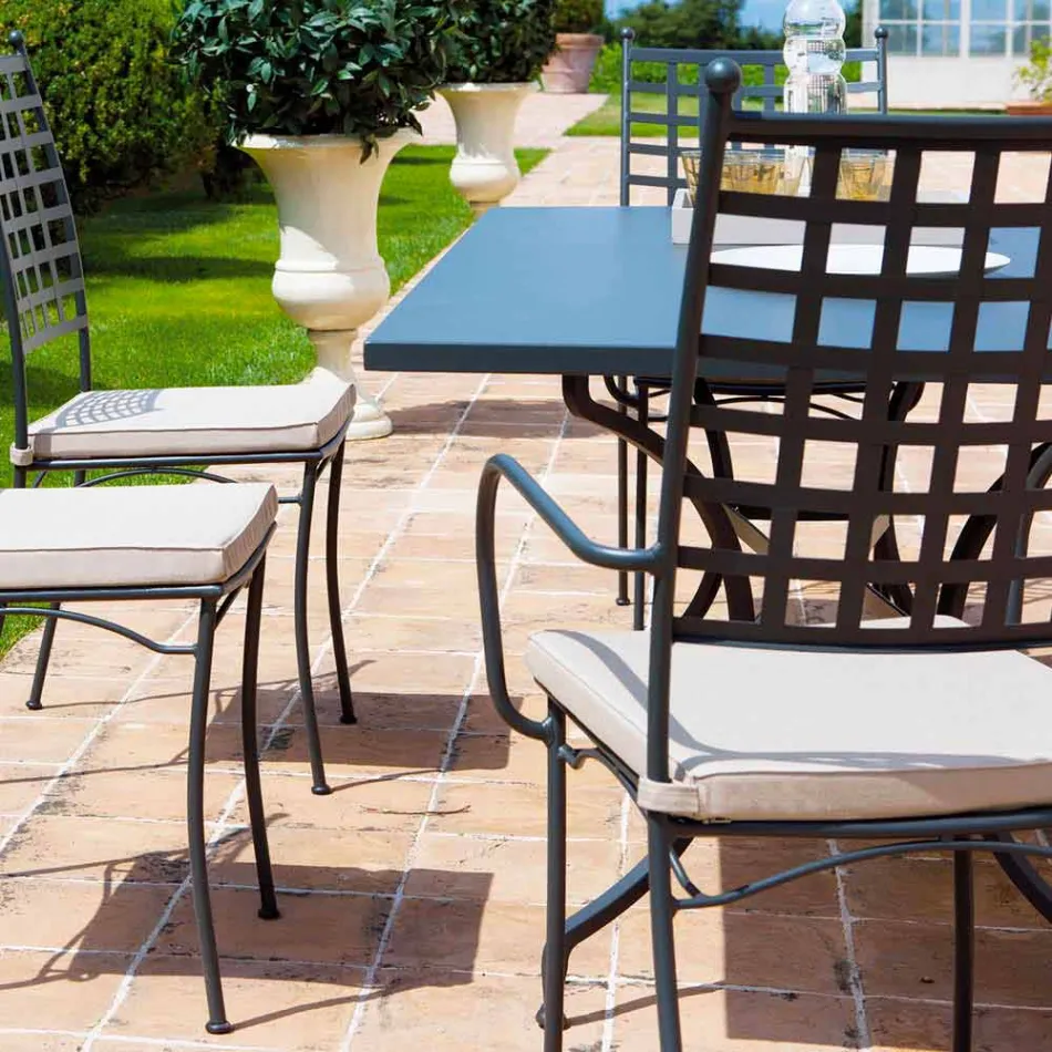 Fauteuil d'extérieur empilable en métal fabriqué en Italie, 4 pièces - Pira Viadurini