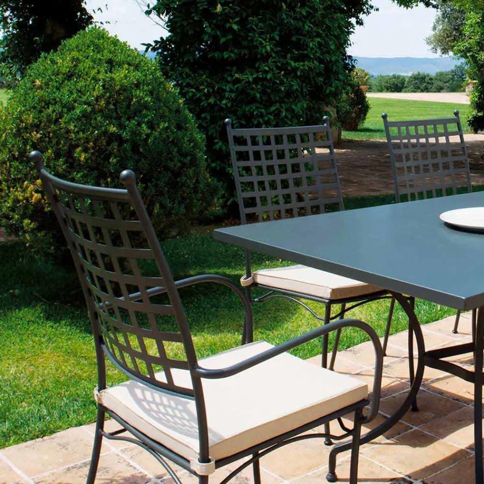 Fauteuil d'extérieur empilable en métal fabriqué en Italie, 4 pièces - Pira Viadurini