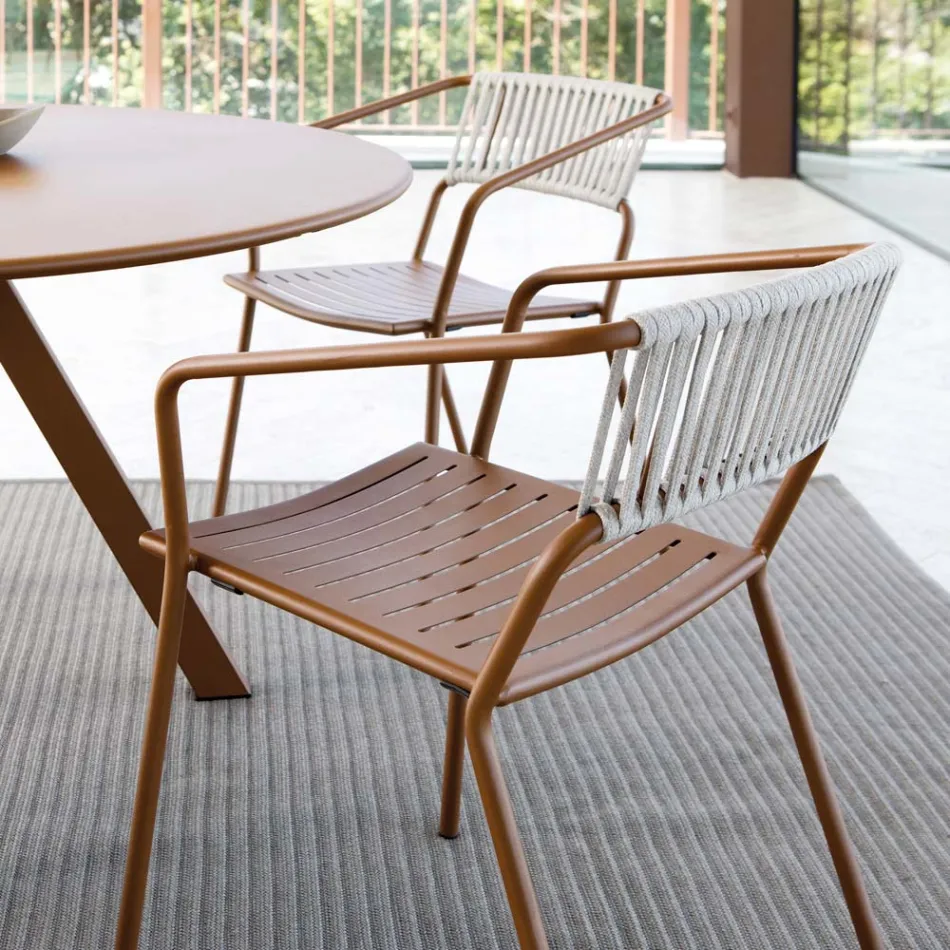 Fauteuil d'extérieur en acier galvanisé empilable Made in Italy 2 pièces - Vesna Viadurini