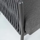Fauteuil d'extérieur en aluminium, corde et tissu anthracite, Homemotion - Shama Viadurini