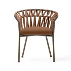 Fauteuil d'extérieur en corde, tissu et aluminium - Emma Cross by Varaschin Viadurini