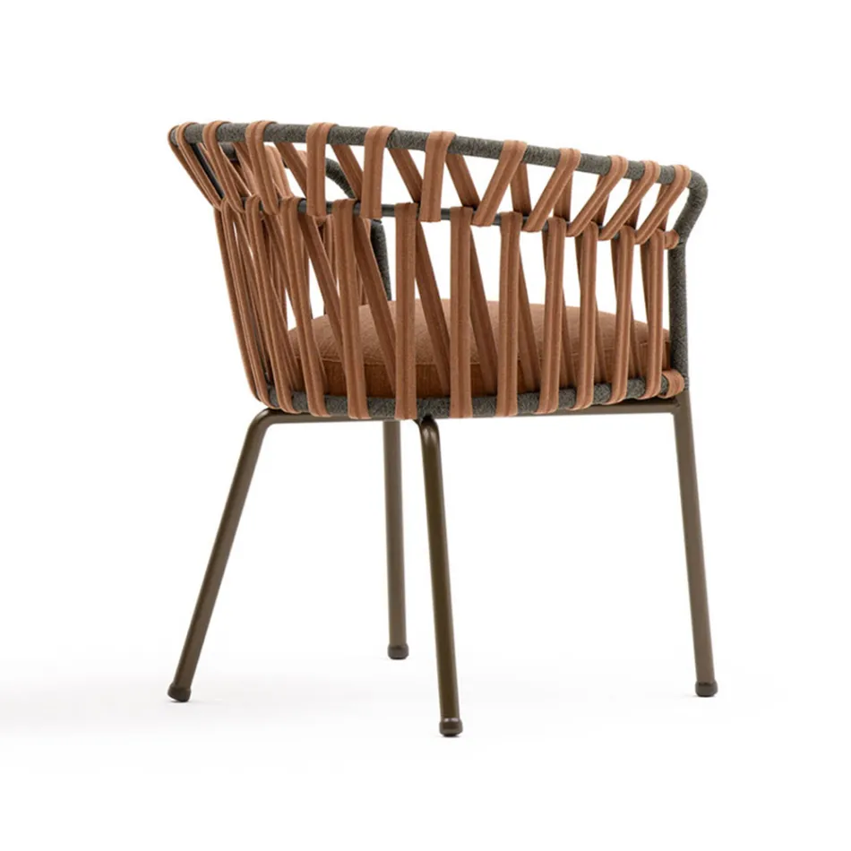 Fauteuil d'extérieur en corde, tissu et aluminium - Emma Cross by Varaschin Viadurini
