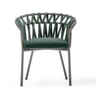 Fauteuil d'extérieur en corde, tissu et aluminium - Emma Cross by Varaschin Viadurini