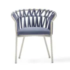 Fauteuil d'extérieur en corde, tissu et aluminium - Emma Cross by Varaschin Viadurini