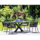 Fauteuil d'extérieur en corde, tissu et aluminium - Emma Cross by Varaschin Viadurini